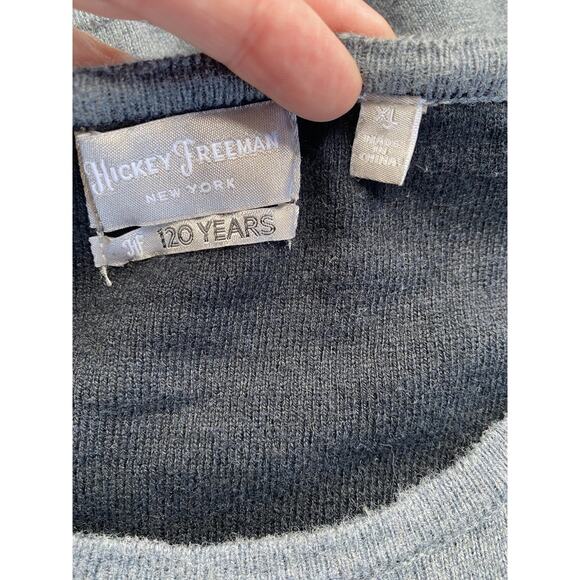 Hickey Freeman Sweater Mens Size XL Gray Cotton Cashmere Preppy Casual Pullover - Picture 3 of 7